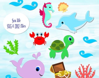 Sea Life SVG Cutting Files- Dolphin Svg cutting files- SVG cut files for cricut- SVG cut files for Silhouette- Under the Sea Svg set-