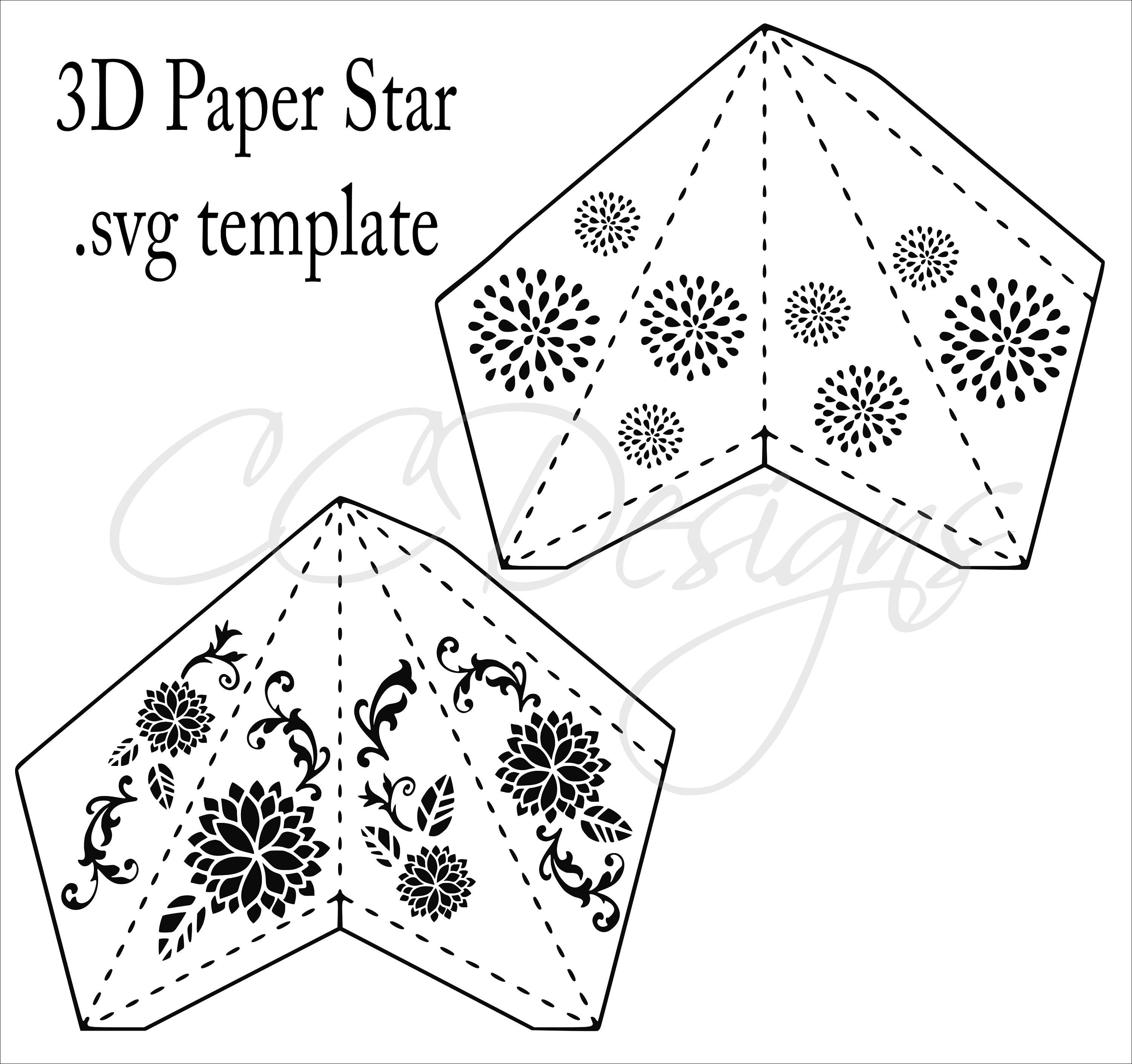 Paper Star Lantern SVG Cut Files, DIY 3D Paper Stars, Paper Decor