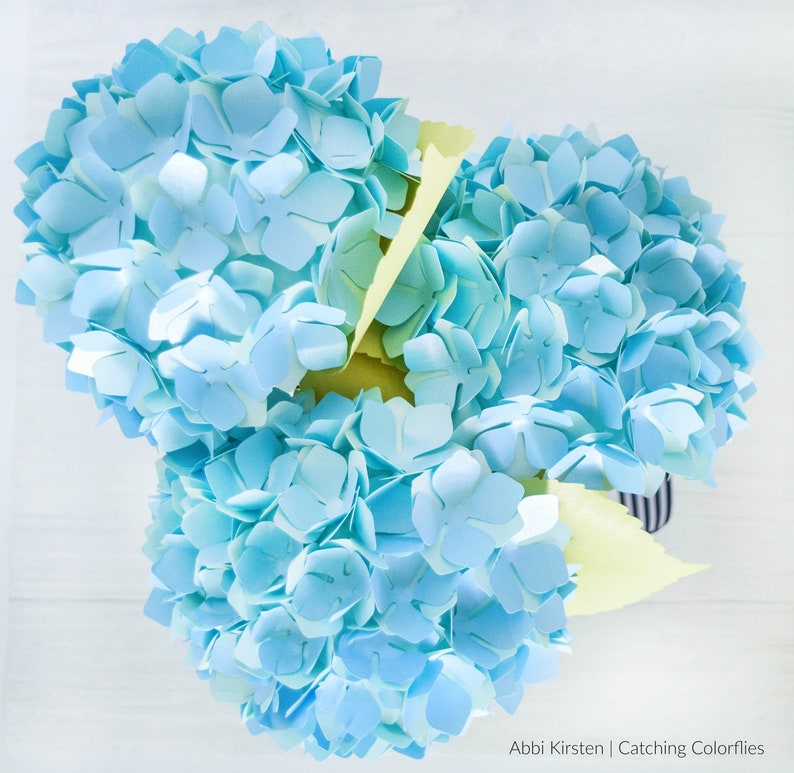 Hydrangea Paper Flower Pattern, DIY Flower Tutorial with Paper Flower SVG Cut Files and PDF Printables image 5