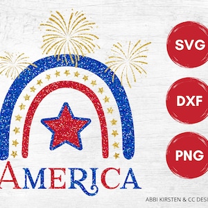 Arcoíris americano del 4 de julio SVG, 4 de julio SVG, archivos SVG patrióticos, archivos SVG para usar con Cricut y Silhouette