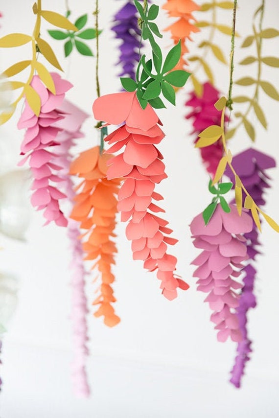 DIY Paper Wisteria Flower Template and Tutorial, Birthday Decor, Baby Shower and Wedding Decor, SVG Cut Files and PDF Templates Il_570xn