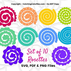 Set of 4 Large Flower Templates - Paper Flower Patterns- PDF and SVG -  Catching Colorflies