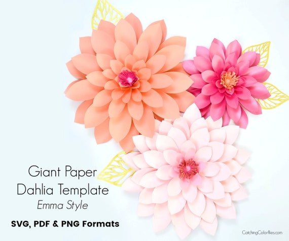 Plantilla de flor de pared de dalia de papel gigante pared de - Etsy México