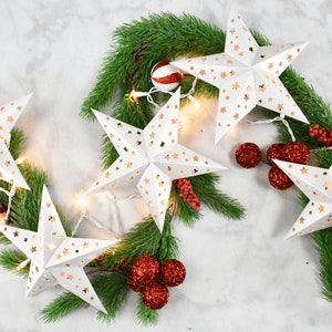 Modelli e tutorial per stelle di carta, file SVG e tutorial per ghirlande di luci natalizie con stelle di carta 3D, SVG per stelle di carta, download immediato