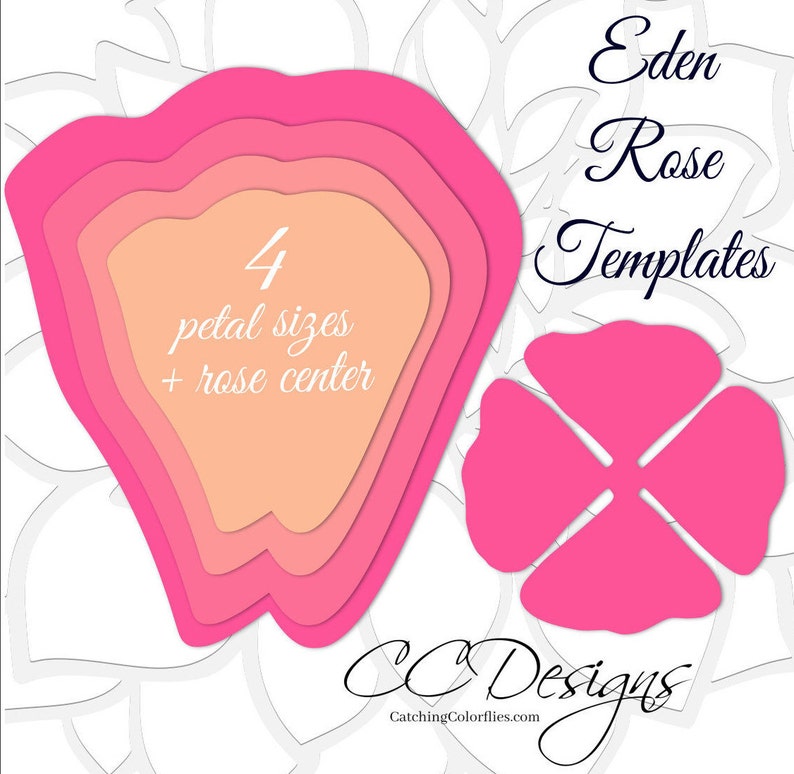 Large Paper Flowers Printable Giant Paper Flowers Paper Flower Templates Giant Rose Flower Templates SVG Cut Files Catching Colorflies image 3