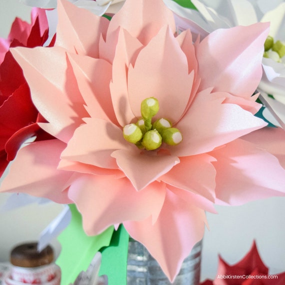 Christmas Poinsettia SVG and PDF Flower Template Pattern with