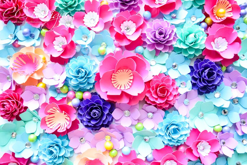 Download Small Paper Flowers Paper Flower Svg Cut Files Pink Paper Etsy