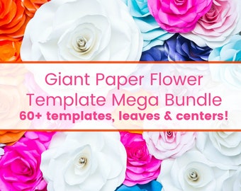 Telón de fondo de flores de papel de boda, pared de flores de papel, plantillas de flores, flores de papel grandes gigantes, flores de papel de bricolaje, archivos de corte SVG