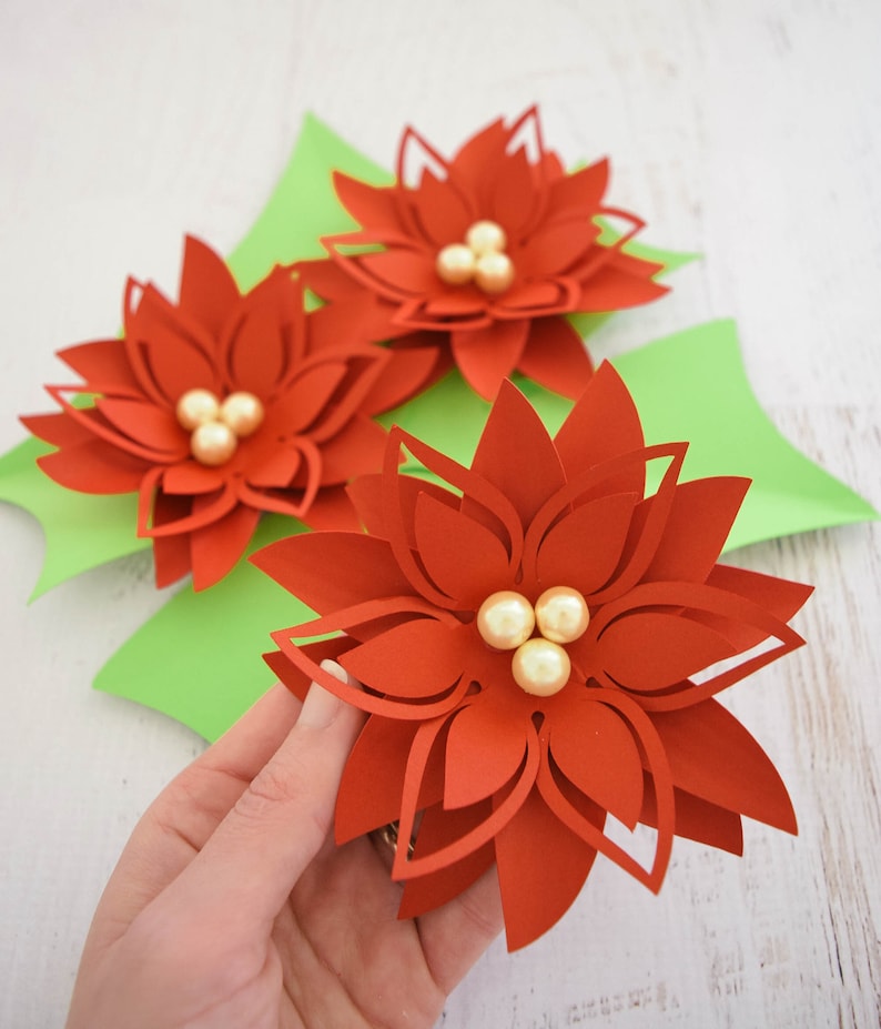 Download Christmas Poinsettia Flower SVG Cut File Small Poinsettia ...