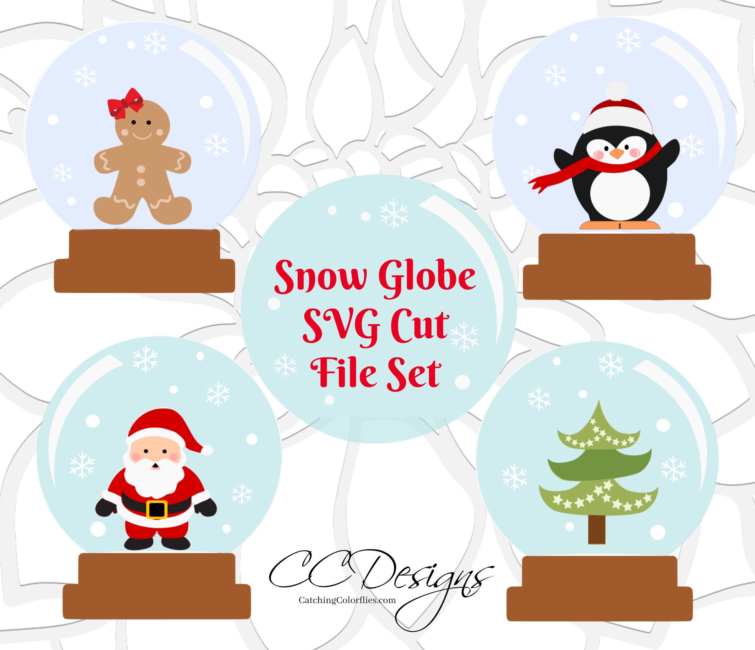 Laser Cut File Instant Download Christmas Snow Globes Bundle 1 Cut File SVGDXFPDF