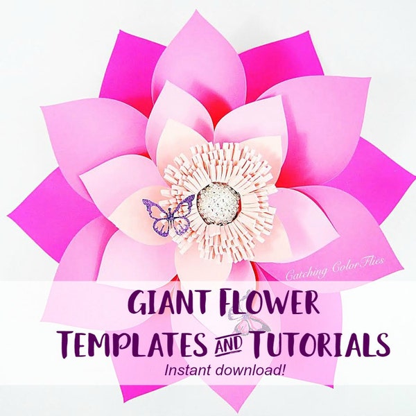 Large Paper Flowers Backdrop, Giant Paper Flowers Template for a Wedding Flower Wall, SVG Cut files and printable PDF Template