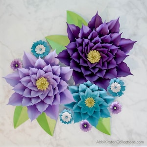 Stora pappersblommor, jättelik pappersblommor bakgrund, pappersblomma SVG, DIY-blommor för fest, dusch, bröllopsdekor, direktnedladdning