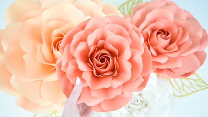 Large Paper Rose Templates, DIY Paper Rose SVG Cut Files and Printable PDF Pattern, How to Make Paper Flowers Tutorial and Templates image 5