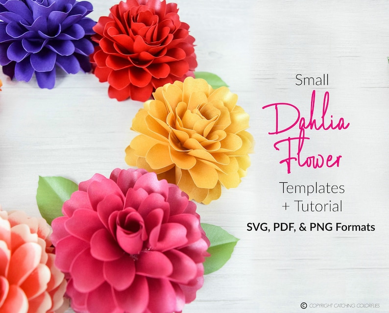 dahlia paper flower svg cut files and pdf printables 3d etsy