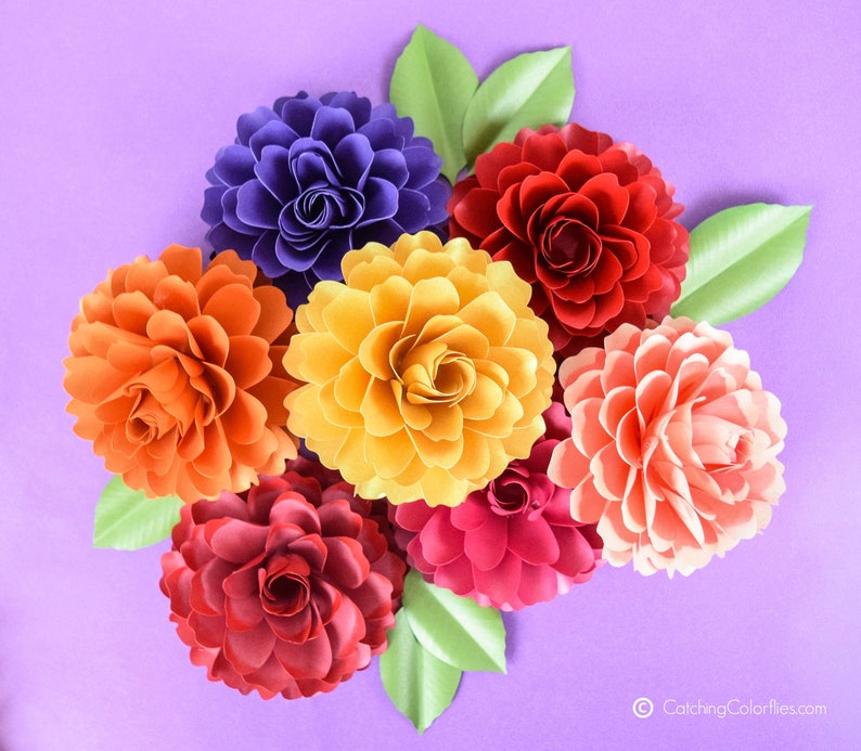 DIY Cascading Paper Flower Bouquet Tutorial Paper Dahlias Etsy