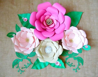 Paper flower Templates, DIY Giant Paper flowers, DIY flower templates, Paper craft tutorial, Paper flower SVG files, Large flowers