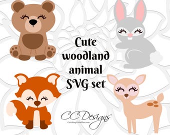 Süßes Baby Fuchs SVG, Waldtiere, Süßes Reh Clip Art, PNG Baby Fuchs Clip Art, SVGs für Silhouette und Cricut, Direkter Download