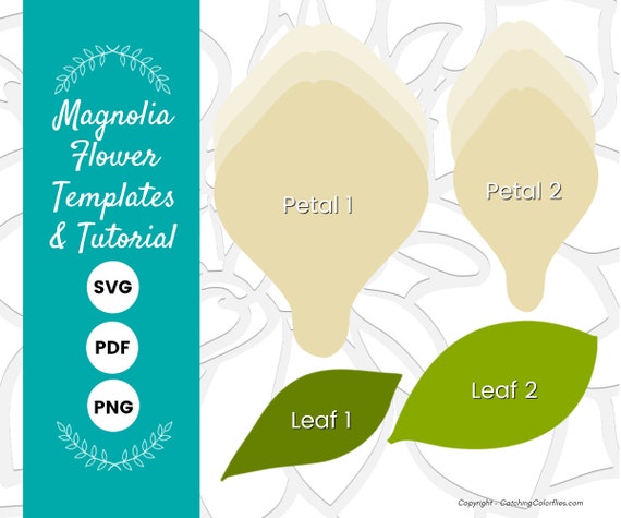 Download Diy Crepe Magnolia Paper Flower Templates And Tutorial Paper Etsy
