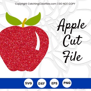 Archivo de corte SVG de manzana para maestros, monograma de manzana SVG, calcomanía SVG de manzana con brillantina, archivos de corte para Cricut y Silhouette