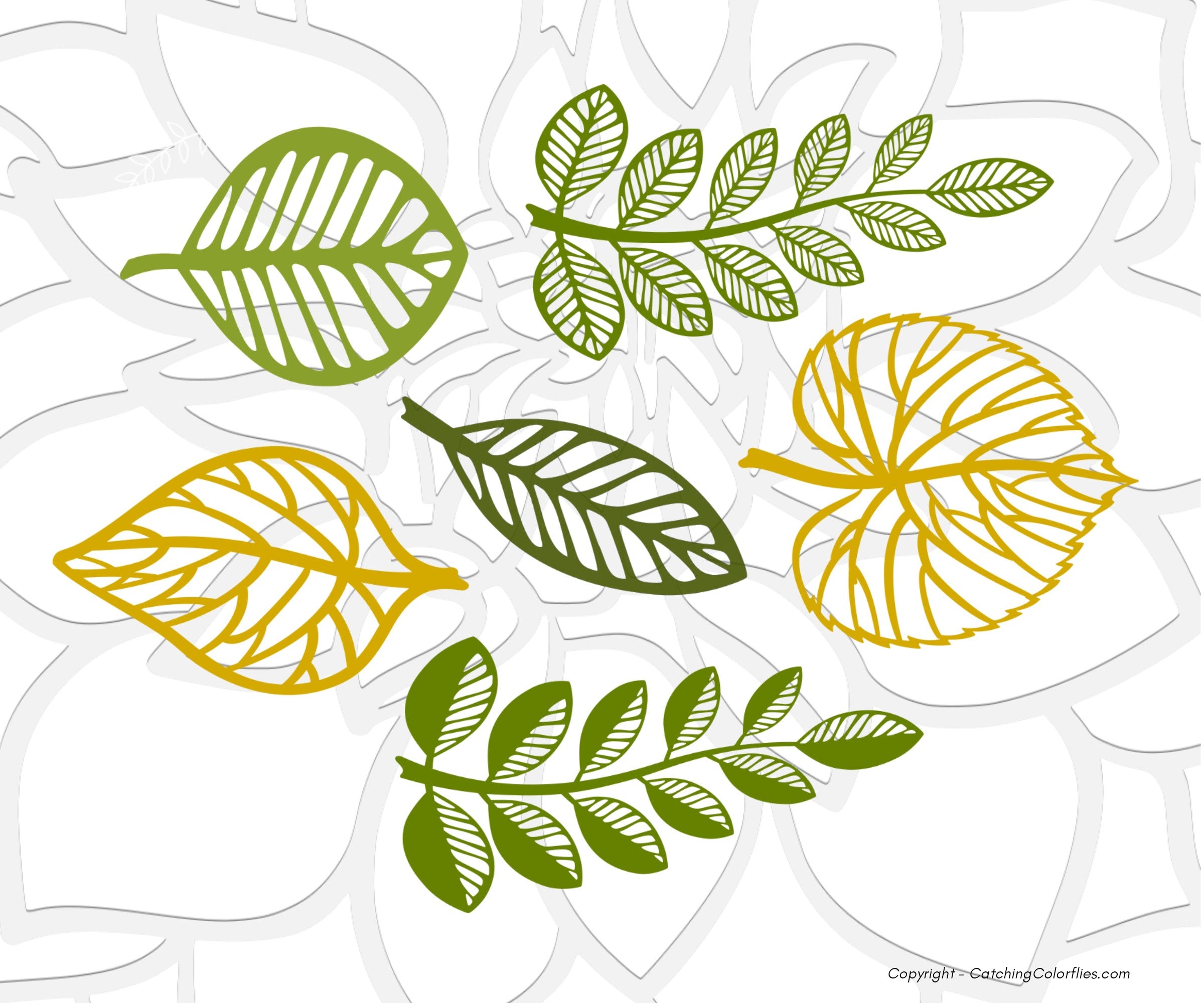 Leaf Cut Out SVG Cut Files Paper Leaf Templates SVG and DXF Etsy