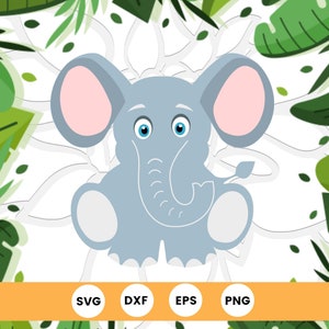 Cute Baby Elephant SVG Cut File, Elephant Baby Shower Decor, Jungle Elephant SVG, SVG Files for Cricut and Silhouette