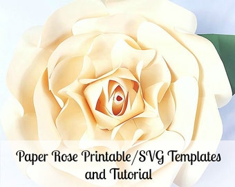 Large Paper Flowers, Giant Paper Flowers, Printable Rose Template, Paper Flowers, Rose Tutorial