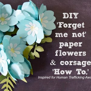 Small DIY Paper Flower Templates & Tutorial, Forget me not, Paper Flowers, Alternative Paper Wedding Bouquet, Printable and SVG Cut files