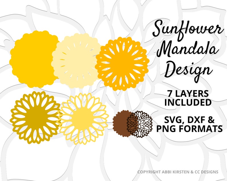 Download 3D Mandala Sunflower SVG DXF and PNG Image Layered | Etsy