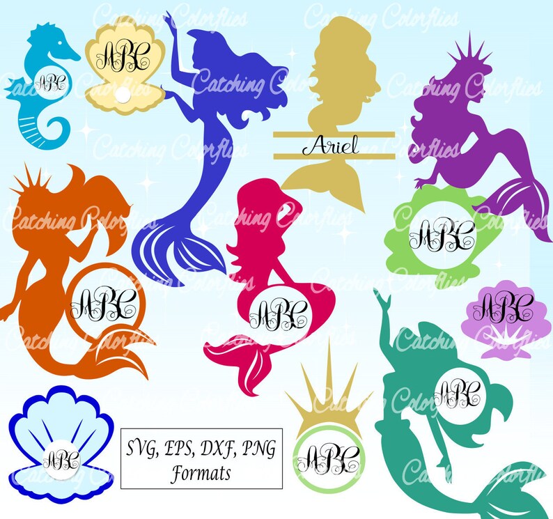 Download Mermaid Monogram SVG Cut Files Circle Monogram SVG Split ...
