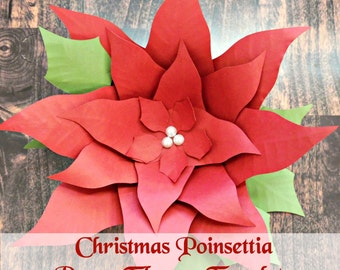 Christmas Poinsettia Paper Flowers Template, Flower SVG cut files, Holiday Christmas Poinsettia Decor