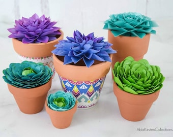 Papier Sukkulente Pflanze Blume Vorlage, Sukkulente SVG Schnitt Dateien und PDF Printables, Instant Download