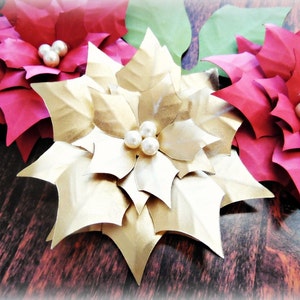 Small Paper Poinsettia Flowers Templates, Christmas SVG cut files, Christmas and Holiday decor, Instant Download