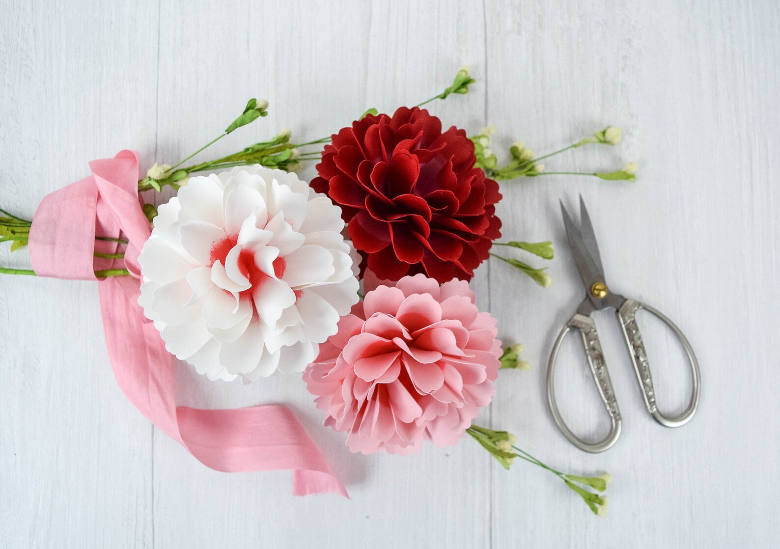 Paper Carnation Flower Templates, Small Paper Flower SVG and PDF