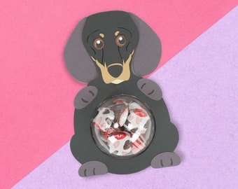 Dachshund Candy Holder SVG File to Use With Cutting Machines, Candy Dome, Weiner Dog Template, Candy Gift for Valentine's Day, Party Favors