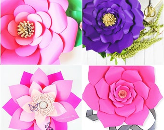 Easy Giant Paper Flower Templates, Paper Flower SVG Cut Files, Large Flower Templates, PDF Printables, Paper Flower Patterns