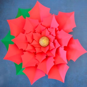 PDF and SVG Christmas Poinsettia Paper Flower, DIY Paper Flower Template, Instant Download image 5