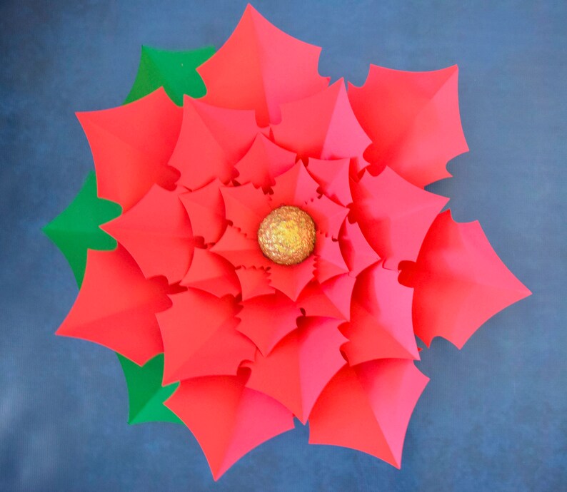 PDF and SVG Christmas Poinsettia Paper Flower, DIY Paper Flower Template, Instant Download image 5