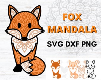 Fox Mandala Paper Craft SVG File, Cute Woodland Fox SVG, Baby Fox, Baby Shower, Paper Craft SVG, Instant Download