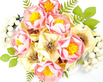 Papierblumen Vorlagen, Magnolien-Papierblumen, Papierblumen Tutorial und Vorlagen, Papierblumenmuster, SVG Blumenvorlagen