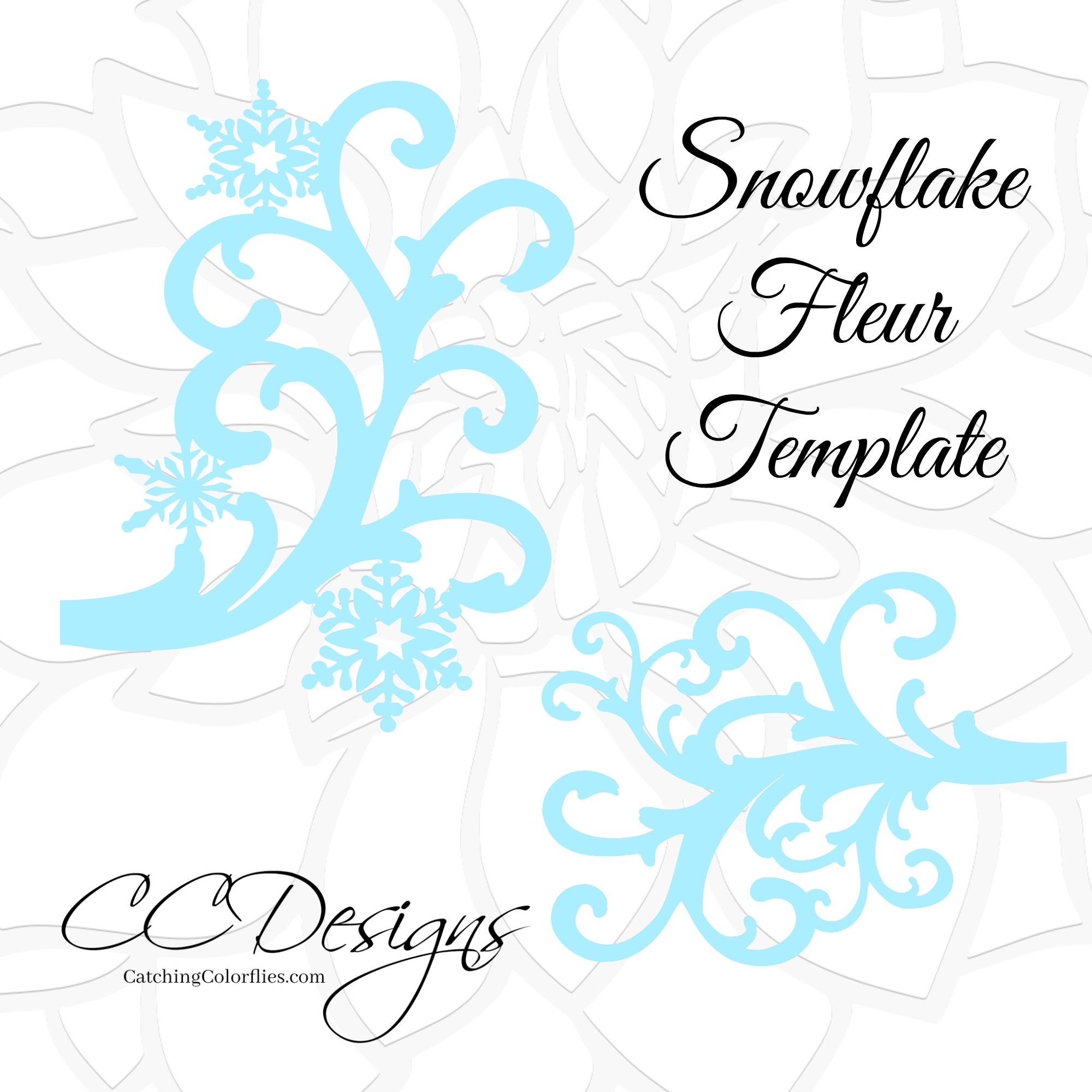 Vintage Floral Freefall Snowflakes - Set/2