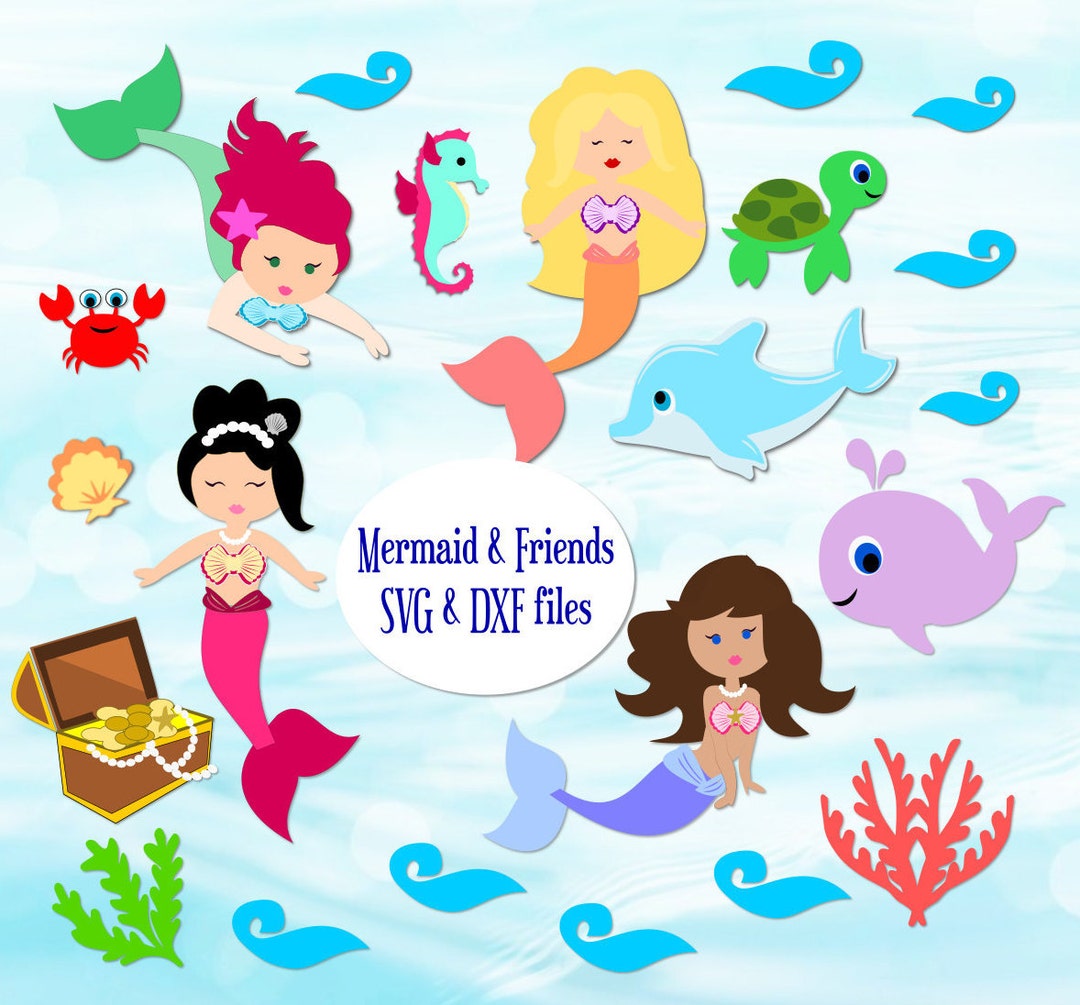 Mermaid SVG Cut Files Under the Sea SVG Files DXF Sea Life Cut Files