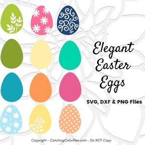 Spring Easter Eggs SVG Cut File, Pattern Easter Egg Clip Art, Happy Easter SVG, Set of 6, Instant Download image 2