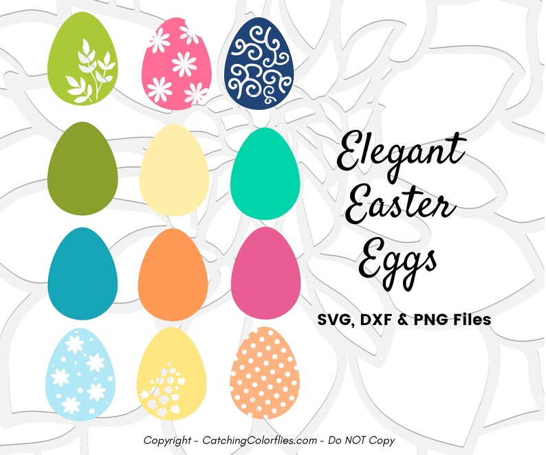 Spring Easter Eggs SVG Cut File, Pattern Easter Egg Clip Art, Happy Easter SVG, Set of 6, Instant Download image 2