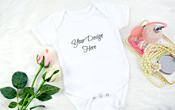 Download Items similar to Blank White Baby Onesie Mock up, Feminine Product Mock Up, Blank Onesie ...