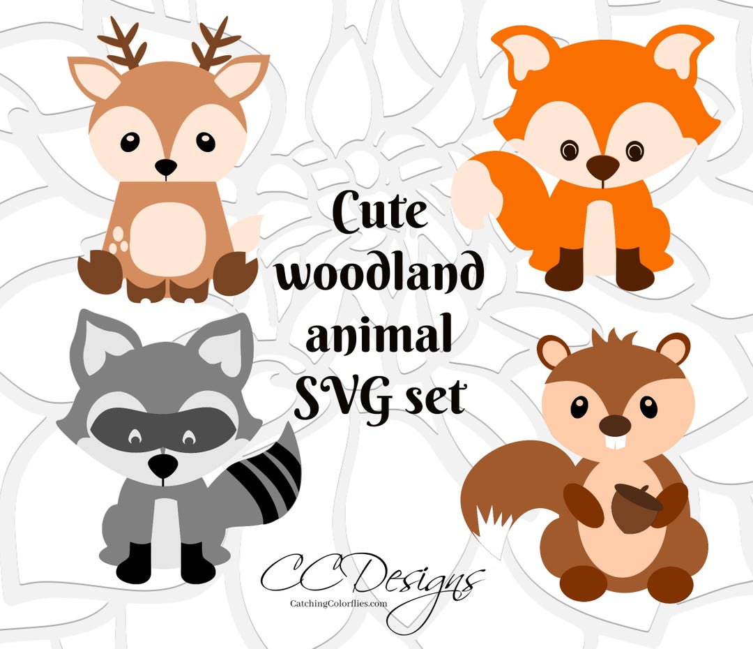 Cute Baby Woodland Forest Animals, SVG Cut Files, Deer Cut Files, Cute