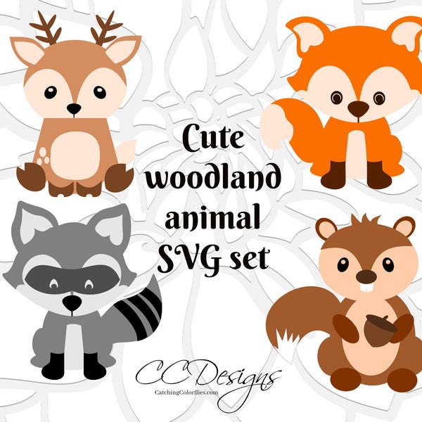 Cute Baby Woodland Forest Animals, SVG Cut Files, Deer Cut Files, Cute Baby Fox SVG files
