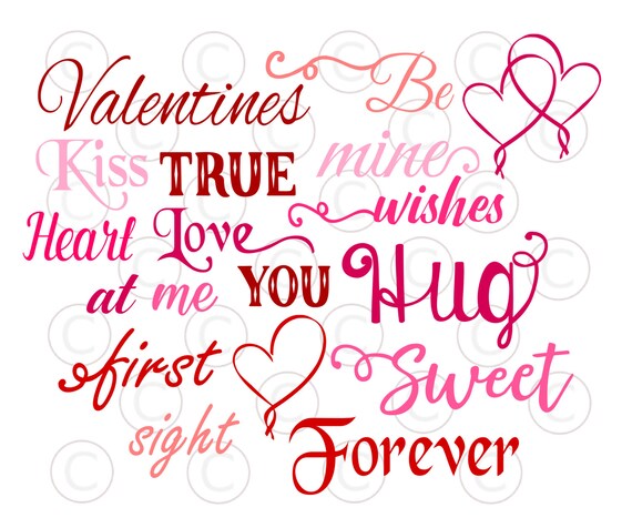 valentines words svg cut files valentines word art etsy