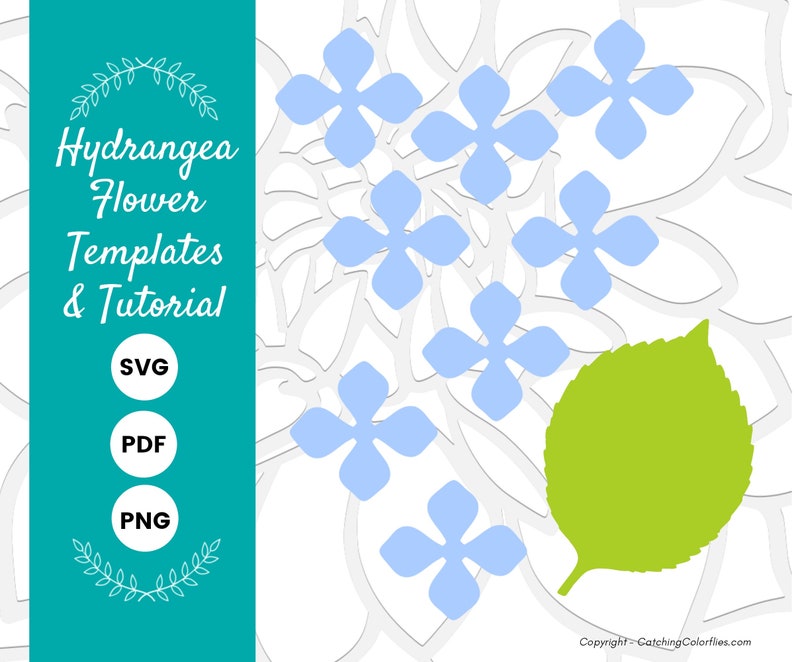 Hydrangea Paper Flower Pattern, DIY Flower Tutorial with Paper Flower SVG Cut Files and PDF Printables image 3