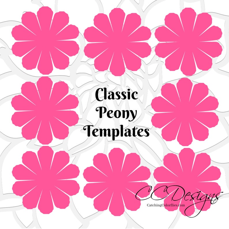 Peony Paper Flower Template, Peony SVG Cut Files and Printable PDFs, DIY Paper Flower Templates, Wedding Paper Bouquet image 2