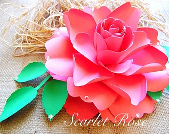 Large Paper Rose flower Templates and SVG files, DIY paper flower decor, Wedding reception Decor, Paper flower tutorial & templates
